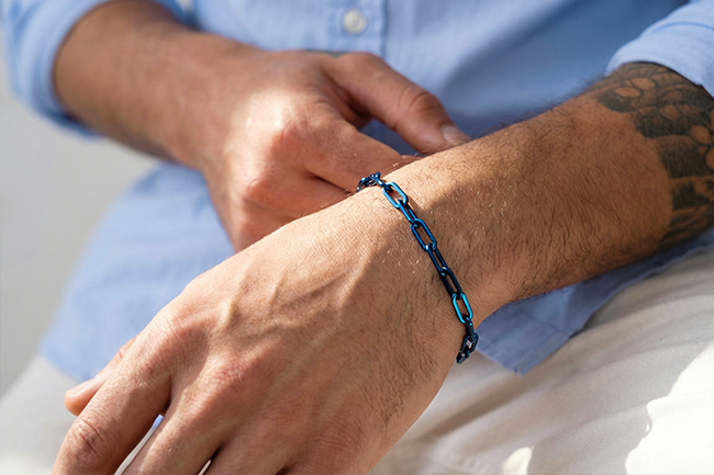 Panama Long Link Bracelet in Cobalt Blue