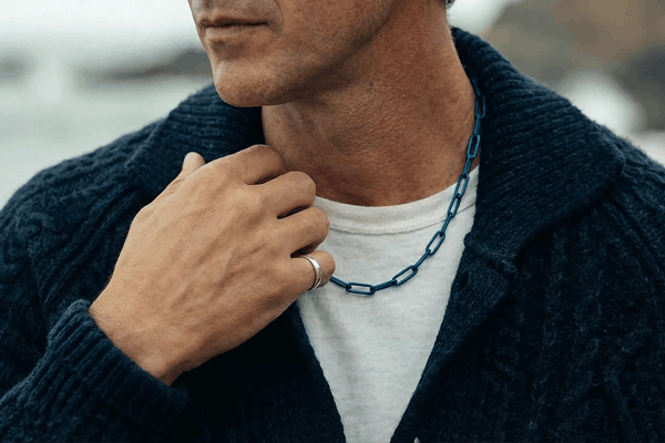 Panama Long Link Chain in Cobalt Blue